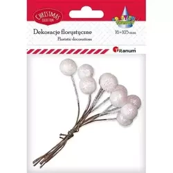 Drucik z kulką 15mm białą brokatową 10szt - Titanum