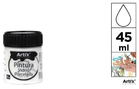 Farba do szkła i ceramiki biała 45ml (6szt) - Artix