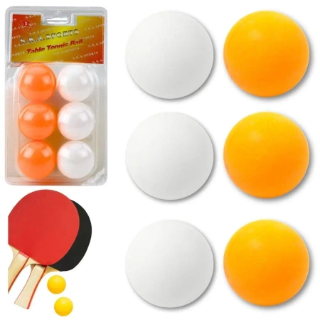 Piłeczki do ping ponga biało-pomarańczowy 6szt - Leantoys