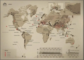 Mapa zdrapka - Mountain Peaks World Tube