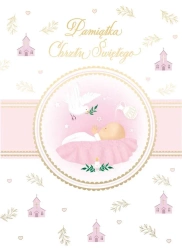 Karnet B6 Chrzest z kieszonką - różowy - Henry