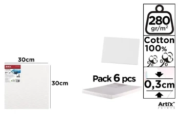 Tablica malarska 30x30x0,3cm 280G/m2 (6szt) - Artix