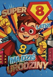 Karnet Urodziny 8 chłopiec - Superbohater - YEKU