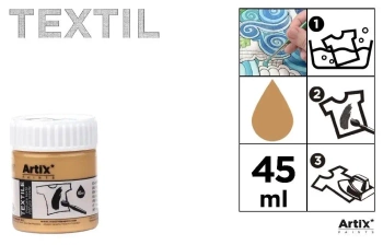 Farba do tkanin 45ml złota (6szt) - Artix