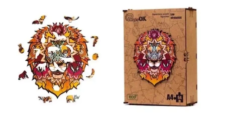 Puzzle drewniane eko 64 Lew afrykański A4 - PuzzleOK
