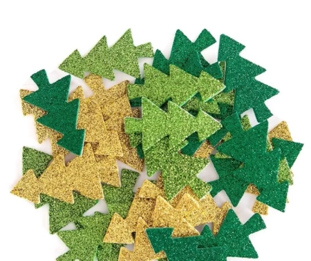 Naklejki z pianki brokat choinki 30szt - Dalprint