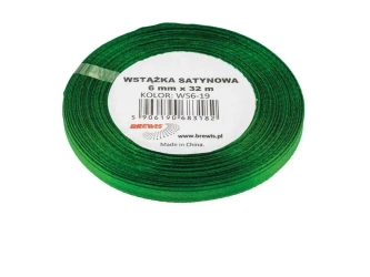 Wstążka satynowa zielona 6mmx32m - Brewis