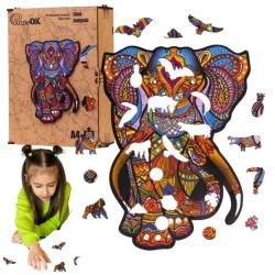 Puzzle drewniane eko 68 Słoń indyjski A4 - PuzzleOK