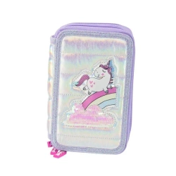 Piórnik puffy z wyposażeniem fiolet - Nice Group