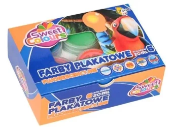 Farby plakatowe fluorescencyjne 6 kolorów 20ml - Sweet colours