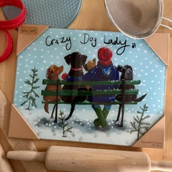 Szklana deska ozdobna Crazy Dog Lady Psiara Święta - Alex Clark