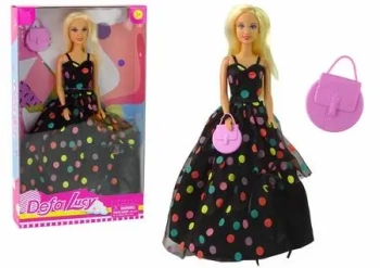 Lalka Lucy sukienka czarna kropki - Leantoys