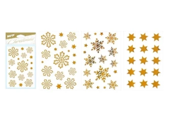 Naklejka BN śnieżynki złote 80x120mm mix - MFP