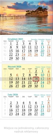 Kalendarz 2026 ścienny trójdzielny Wyspa - Lucrum