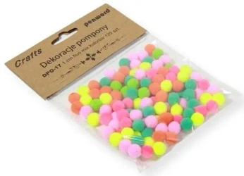 Dekoracje pompony 1cm fluo mix kolorów 120szt - Penword