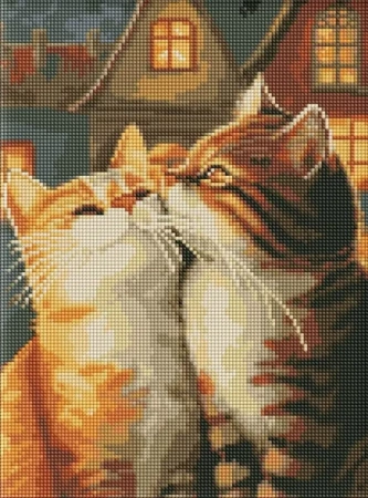 Diamentowa mozaika bez ramy - Zakochane koty 30x40 - Ideyka