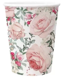 Kubki papierowe 250 ml, Gorgeous Roses (8 sztuk)