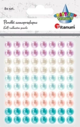 Kryształki samoprzylepne perełki 8mm mix 80szt - Titanum