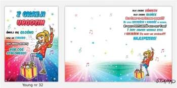 Karnet Young B6 + koperta wzór nr 32 Urodziny - Stamp