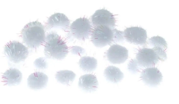 Pompony metaliczne białe 2cm 40szt - Brewis