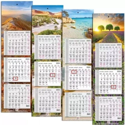 Kalendarz 2024 ścienny trójdzielny wąski płaski - EV-Corp