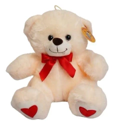 Miś kremowy z czerwoną kokardką - Deef pluszaki