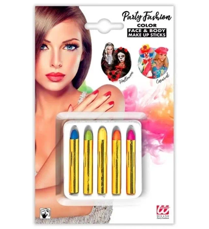 Kredki do malowania twarzy i ciała 5 kolorów - Widmann