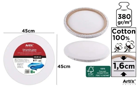 Podobrazie okrągłe 45x45x1.6cm 380G/m2 - Artix