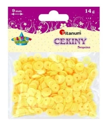 Cekiny 9mm okrągłe pastelowe żółte - Titanum