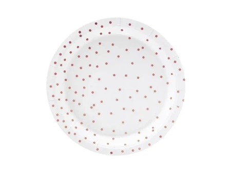 Talerzyki kropki białe 18cm 6szt - PartyDeco