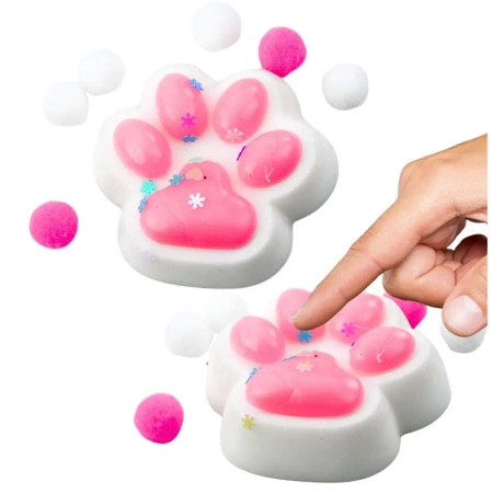 Gniotek Kocia łapka antystresowa Squishy biało-róż - Leantoys