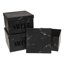 Pudełko Flower Box 3szt Sweet czarny ROZETTE