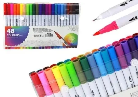 Pisaki dwustronne w organizerze 48szt - Leantoys