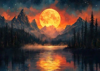 Diamentowa Mozaika Księżyc w tle ciemnych gór NO-2002539 - Norimpex