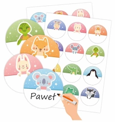 Naklejki do szafki/na szafki - Zwierzaki 24 szt. - LearnHow