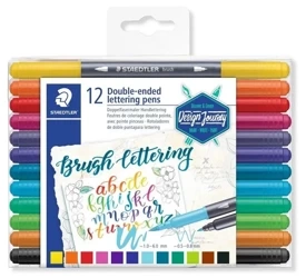 Flamastry dwustronne do letteringu 12 kolorów - Staedtler