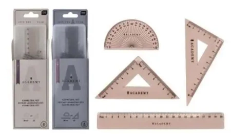 Zestaw geometryczny Academy z linijką 20cm mix - INTERDRUK