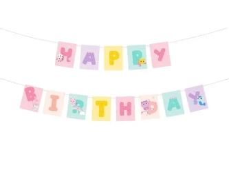 Baner Happy Birthday Koci Domek Gabi 180x15cm - PartyDeco