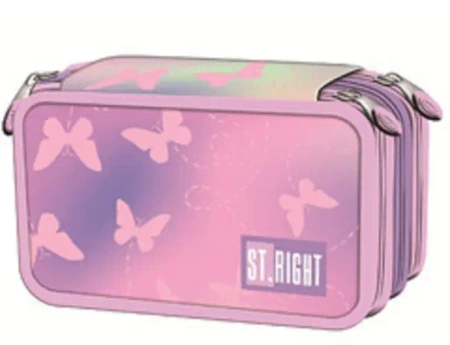 Piórnik potrójny z wyposażeniem PC5 Pink Butterfl - ST-MAJEWSKI