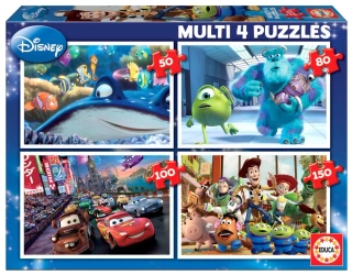 Puzzle 4w1 Bohaterowie bajek Disney Pixar 110629 - Educa