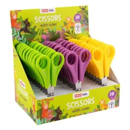 Nożyczki szkolne 13cm z podziałką (30szt) EASY - Easy Stationery