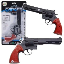 Rewolwer na kapiszony z dźwiękiem strzału czarny - Leantoys