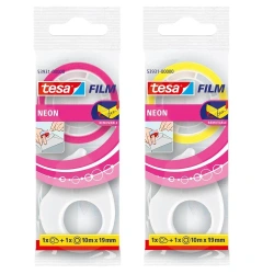 Taśma biurowa Tesa neon 10mx19mm  +mini dozownik