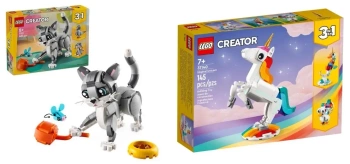 LEGO CREATOR 3W1 MAGICZNY JEDNOROŻEC 31140 + LEGO CREATOR 31163 PSOTNY KOT