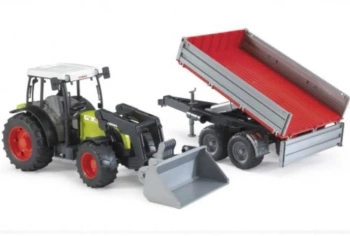 Traktor Claas Nectis 267F z ładowarką i przyczepą - Bruder