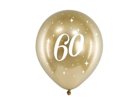 Balony Glossy 60-tka 30cm złote 6szt - PartyDeco