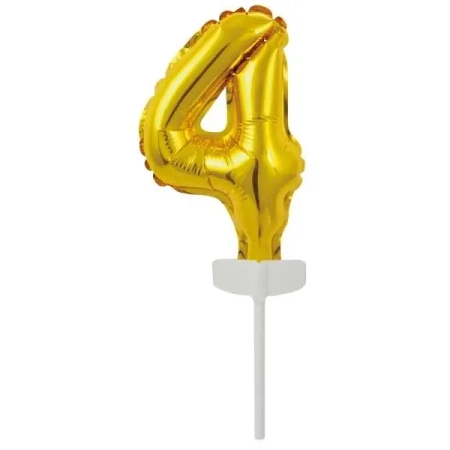 Balon foliowy mini cyfra 4 złota 8x12cm - Amscan