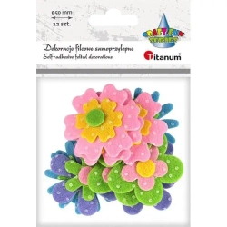 Naklejki filcowe 3D kwiaty 12szt - Titanum