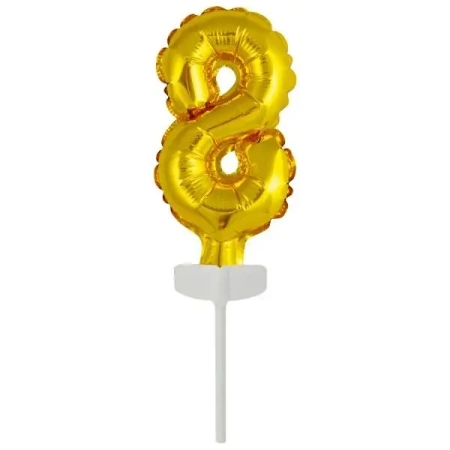 Balon foliowy mini cyfra 8 złota 6,5x12cm - Amscan