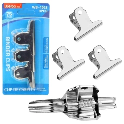 Klipsy metalowe biurowe 3szt 75mm - Leantoys